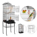 Jnishon cage  oiseaux sur pied voliere pour canaries et perroquet cage multifonction 46 x 35 x 160cm ...