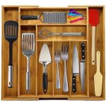 Jnishon range couverts - range tiroir bambou extensible - jusqu 8 compartiments - 34x43 - 50x5cm