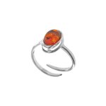 Jouailla - bague argent 925 - 1000e rhodi et ambre - cognac
