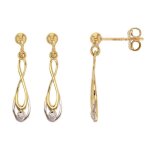 Jouailla - boucles doreilles pendantes en or 375 - 1000e jaune et blanc avec oxyde (393439)