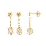 Jouailla - boucles doreilles pendantes en or 750 - 1000 avec perle deau douce (3030235)