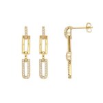 Jouailla - boucles doreilles pendantes urban rectangle brillant et empierr� en plaqu� or (3230209)