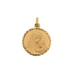 Jouailla - m�daille vierge et lenfant en or 375 - 1000 avec bordure diamant�e (395031)