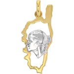 Jouailla - pendentif corse en or 375 - 1000 avec t�te de maure en or blanc (396240bi)