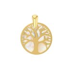 Jouailla - pendentif rond arbre de vie en or 750 - 1000 et nacre (306054)