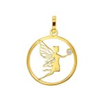 Jouailla - pendentif rond en or 750 - 1000 avec petite fe avec oxyde (306085)