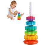 Jouet � empiler - spin and stack - 1 / 2 pi�ces - color� - pour b�b� - 0 mois et plus