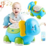 Jouet dapprentissage prcoce - lphant musical jouet bebe 1 an - rampeur projecteur musique - bleu