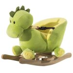 Jouet  bascule dinosaure homcom - ceinture de scurit - effet sonore - 32 chansons - peluche verte
