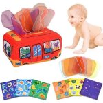 Jouet bb - bote  mouchoirs - sensoriel - 3 papiers froisss - 8 foulards en soie colors