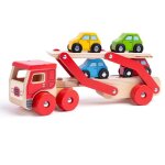 Jouet - bigjigs jouets - camion transporteur en bois - pour enfant de 3 ans et plus - couleurs vives