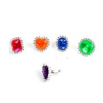 Jouet - bijou - bague fantaisie pierre - rose - plastique - rsine - dcoration de fte