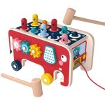Jouet en bois - marteau et banc de pilonnage - 2 maillets - 4 jeux inclus - lphant