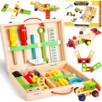 Jouet - boîte à outils - diy 3d - 34 pièces - en bois - pour enfants à partir de 3 ans Jouet - boîte à outils - diy 3d - 34 pièces - en bois - pour enfants à partir de 3 ans