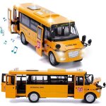 Jouet bus scolaire - modle die cast - 235 cm - lumires & sons - portes ouvrantes - jaune