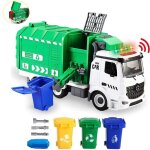 Jouets de camion de recyclage de gestion des dchets4 poubelles  chargeur arrirelumires et sons fonctioncad ...