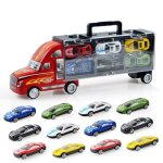 Jouet de camion de transporteur avec 12 mini voitures en mtal pour des garons et des filles