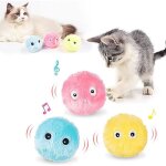 Jouet pour chat - lot de 3 balles interactives - bruit danimaux - peluche - couleurs vari�es