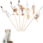 Jouet pour chat - ensemble de 6 pi�ces - canne � p�che interactive plumes et cloches