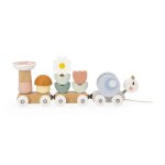 Jouet d�veil - janod - petit train escargot � tirer - 10 pi�ces - hochet amovible - beige