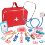 Jouet dimitation - zgeer - mallette docteur - avec stéthoscope - thermomètre - 5 accessoires en bois Jouet dimitation - zgeer - mallette docteur - avec stéthoscope - thermomètre - 5 accessoires en bois