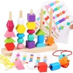 Jouets �veil montessori bois 2 en 1 p�dagogique empilable jouet y enfiler jouet jeux dactivit� et de ...
