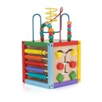 Jouet �ducatif montessori - robincool - cube en bois 6 faces - boulier multicolore
