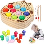 Jouet de pche - montessori - 2 ans - magntique - 10 poissons - 2 cannes  pche