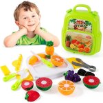 Jouets enfant cuisine bois - amoune - fruits 24 pices - simulation de lgumes - sac  dos