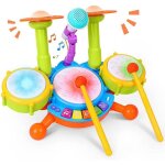 Ensemble de batterie pour enfants - amoune - jouet musical - 3 tambours - 2 cymbales