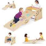 Jouet descalade costway 6 en 1 : toboggan bascule rampe descalade escabeau tabouret pour 3 ans + charge ...