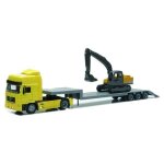 Jouet - htc - camion man jaune avec remorque et engin de chantier - enfant - mixte - plastique