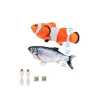 Jouet interactif pour chat - bangshou carassin - rechargeable usb - herbe � chat int�gr�e - peluche lavable ...