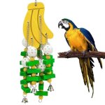 Jouet à mâcher pour oiseaux - perroquet - bois - vert - jaune Jouet à mâcher pour oiseaux - perroquet - bois - vert - jaune