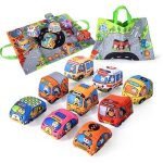 Jouet montessori - aqsacokiya - livre de tissu de voiture - 9 voitures - tapis de rangement - scuris ...