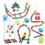 Jouets pour oiseaux - jinzdasu - 12 pi�ces en bois - couleurs al�atoires - pour perruches et perroquets ...