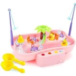 Jouet de pche - amoune - ensemble interactif - rose - pour enfants de 3 ans et plus - plastique