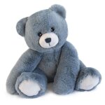 Jouet en peluche - histoire dours - ours oscar - 25 cm - bleu jean - intrieur