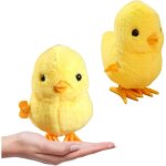 Jouet � remonter - poussin sauteur en peluche - jaune - petit