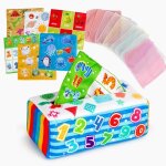 Jouet sensoriel - montessori - bo�te � mouchoirs - 10 papiers froiss�s - 6 foulards en soie - multicolore ...