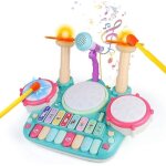 Jouet tambour enfant - zgeer - kit batterie avec micro et cymbales - ide cadeau pques pour enfant bb ...