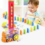 Jouet de train domino ducatif - cadeau pour enfants - 80 blocs de pose automatique - orange - 30 min ...