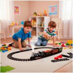 Jouet train vapeur - springos - locomotive avec effets sonores - 5 wagons - 43 pi�ces - s�curis� ce