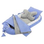 Joyz nid de bébé 5 pièces baleine - minky bleu 90x50 cm en coton couverture douillette coussin et doublure ... Joyz nid de bébé 5 pièces baleine - minky bleu 90x50 cm en coton couverture douillette coussin et doublure ...