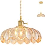 Jty lustre cuisine pour �lot de cuisine luminaire vintage en laiton suspension verre ambr�es c�bl� (1 ...