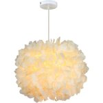 Jty lustre suspension � 30cm plafonnier lustre � fleurs en tissu jaune e27 �clairage de plafond moderne ...