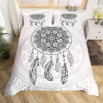 Jty parure de lit attrape - r�ves filles mandala housse de couette filles femmes plumes housse 140 x ...
