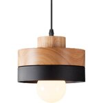 Jty suspension luminaire bois ronde r�tro plafonnier design vintage e27 eclairage int�rieur lumi�res ...