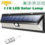 Juce 118 led lampe solaire ext�rieur etanche solaire d�tecteur de mouvement eclairage avec t�l�commande ...
