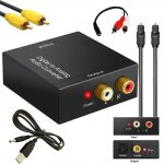 Juce adaptateur de convertisseur audio r / l avec cble optique prozor dac numrique spdif toslink vers ...